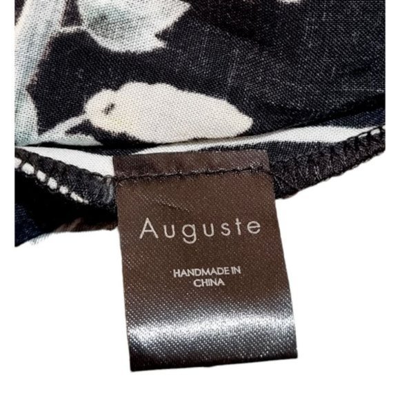 AUGUSTE Black Floral Wrap Around Maxi Short Sleeve Dress Front Tie Size AU 6 - Picture 8 of 9